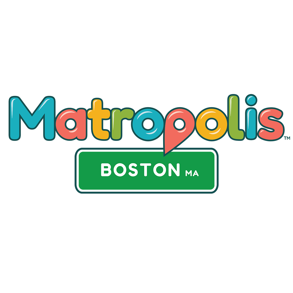 Colorful 'Matropolis' logo with a green sign indicating Boston, MA on a white background.